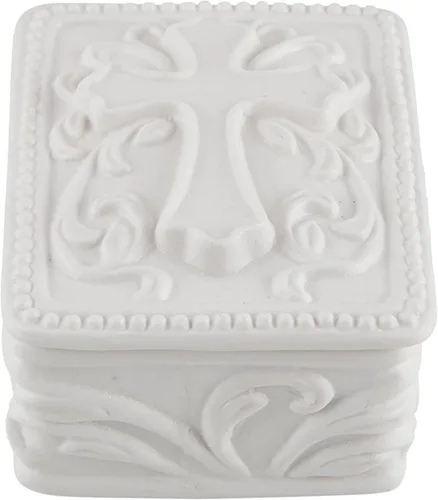 Vista 3 de Autom Joyero con cruz de porcelana blanca (rectángulo)