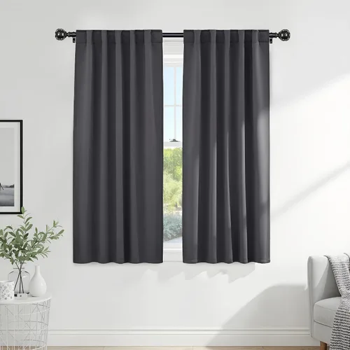 Vista 117 de PONY DANCE Cortinas cortas con aislamiento térmico para ventana pequeña, para guardería, baño, cocina, lavandería, caravana, sótano, 29 pulgadas
