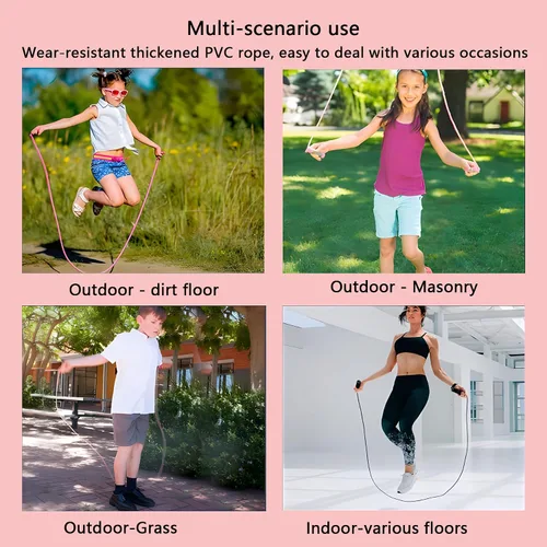 Vista 8 de Cuerda de saltar – para entrenamiento de fitness, pérdida de peso, cardio, y entrenamiento de crossfit, cuerda de saltar ligera de PVC para gimnasio