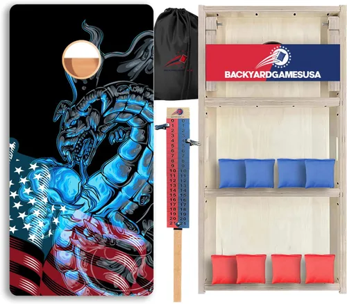 Vista 23 de CornholeGamesUSA Pro - Juego de tablas de Cornhole Fabricado en Estados Unidos Abedul báltico 3/4 Sin rebote Patas triples gruesas Dos