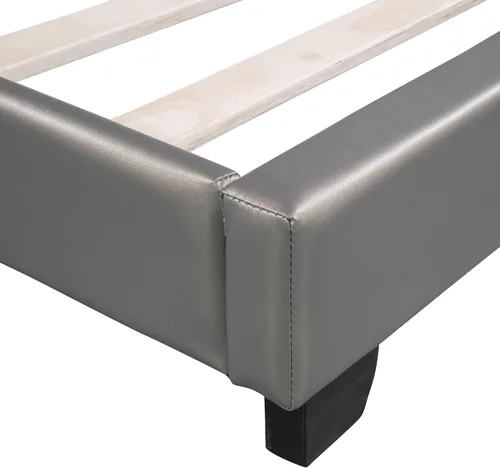 Vista 7 de Cama de plataforma, base de cama tapizada de cuero con cabecera de adorno de conejo, ideal para el dormitorio o apartamento de un niño