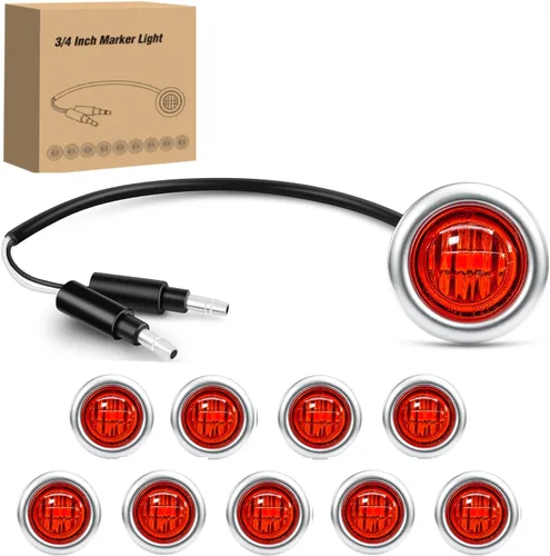 Vista 17 de Nilight Luz de marcador redonda de 3/4 pulgadas, 10 unidades, luz LED ámbar de separación, 2 conectores, indicadores laterales, luces de bala IP68