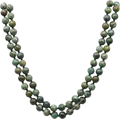 Vista 7 de Collar y Pulsera de Cuentas de Oración Japa Mala de Amazing Gemstone, 108 Cuentas para Meditación turquesa (African Turquoise)
