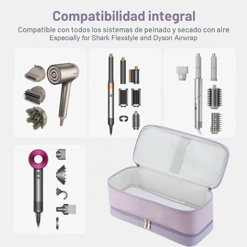 Vista 3 de BAGCRAZY - Funda de viaje para Shark FlexStyle y Dyson Airwrap, color morado Púrpura