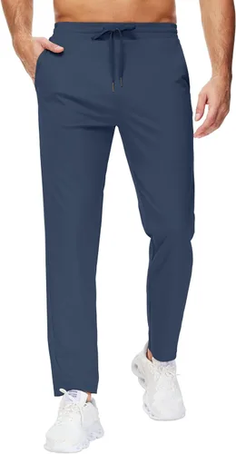 Vista 6 de Pantalones deportivos altos para hombre con entrepierna de 29/34/36 pulgadas con bolsillos con cremallera, pantalones deportivos para correr