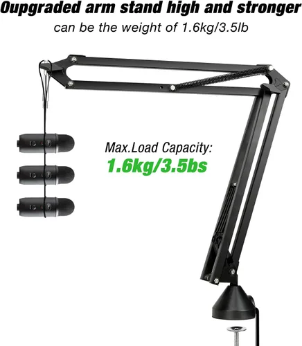 Vista 5 de Para Blue Yeti Boom Arm – Soporte de micrófono con cubierta de espuma para reducir los ruidos del viento, filtro pop de doble capa y gestión