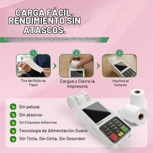 Vista 3 de Papel de recibo térmico para encimera compacto compatible con Clover de 2 1/4 pulgadas x 55 pies (10 rollos)