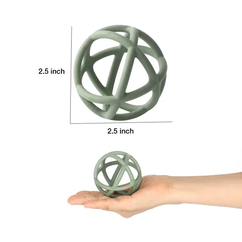 Vista 6 de Juguete de bola de mordedor para bebé, bola suave de silicona sin BPA, fácil de sostener para bebés a partir de 6 meses (arcilla)