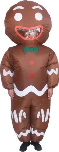 Vista 2 de IRETG Inflatable Gingerbread Man Costume Blow-Up Costume for Christmas Cosplay