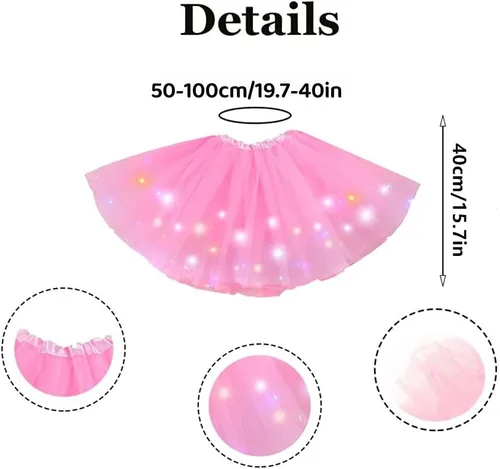 Vista 28 de Faldas de tutú LED para mujer, falda de tul con capas para baile de ballet, faldas iluminadas para disfraz de fiesta
