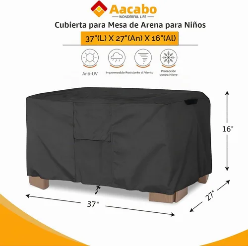 Vista 2 de Cubierta de mesa de arena para niños, impermeable, prevención de defoliaciones, anti-UV Negro