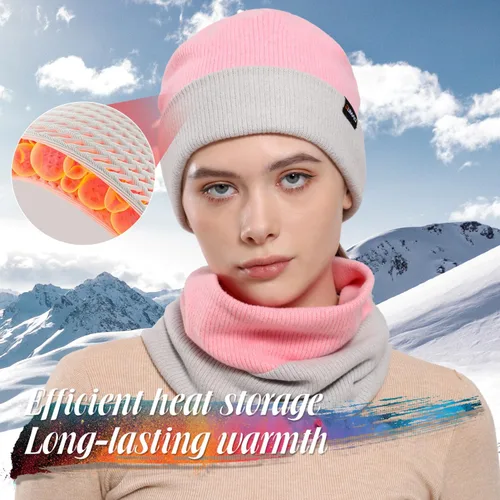 Vista 7 de WTACTFUL Conjunto de gorro holgado de invierno y bufanda térmica de doble capa, para hombres y mujeres, esquí, snowboard, al aire libre