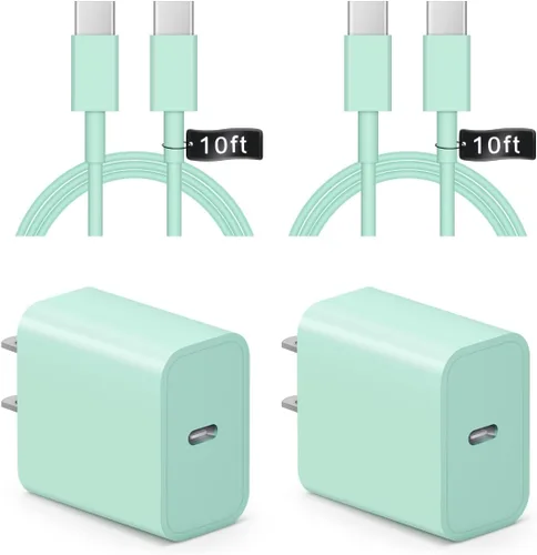 Vista 18 de Cargador para iPhone 17 16 15 de carga rápida - 2 unidades, 20 W, USB C, bloque de carga con cable tipo C de 6 pies compatible con iPhone 17/17
