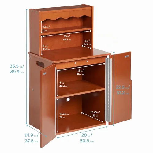 Vista 2 de ECR4Kids Cocina de Juguete Armario de Almacenamiento, Set de Juego de Madera, Nogal Oscuro