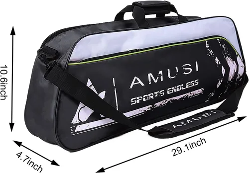 Vista 7 de Bolsa de raqueta de bádminton de tenis con capacidad para 3 – 4 unidades, con compartimento para zapatos y bolsillo lateral para hombres y mujeres