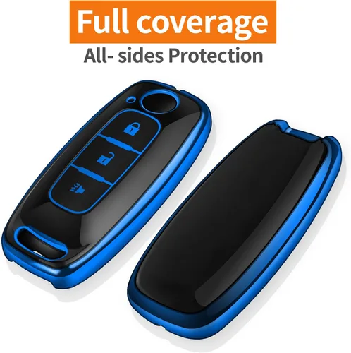 Vista 3 de para Nissan Funda para Llavero con Keychain Protección Completa Suave Carcasa para Llave Estuche para Llave, Azul