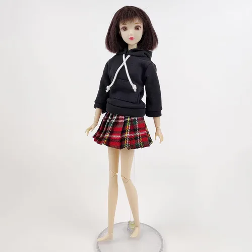 Vista 4 de Ropa de muñeca de 1/6 para niña de 11.5 pulgadas, sudaderas con capucha, faldas plisadas, ropa para estudiantes, accesorios para muñecas (estilo C)