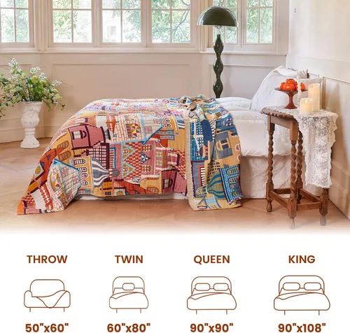 Vista 12 de MSGKV - Manta bohemia/primaveral de algodón para sofá y sala de estar, de gasa acogedora, de 50 x 60 pulgadas 50"x60" Cotton Throw, Woven Bird