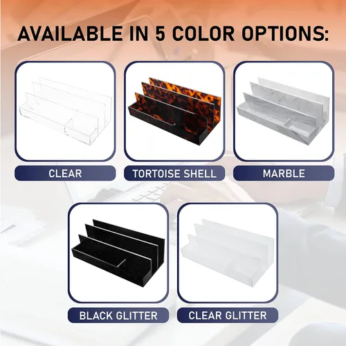 Vista 7 de Organizador de escritorio acrílico para suministros de oficina y accesorios de escritorio, 12.5 x 5.5 x 4 pulgadas y 0.197 in de acrílico