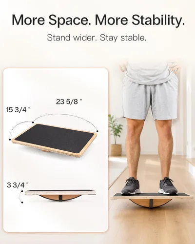 Vista 2 de StrongTek Wooden Balance Board, Basic Rocker or Advanced 360° Wobble Beginner-to-Advanced Options, Non-Slip Surface, Ankle Rehab, Physical