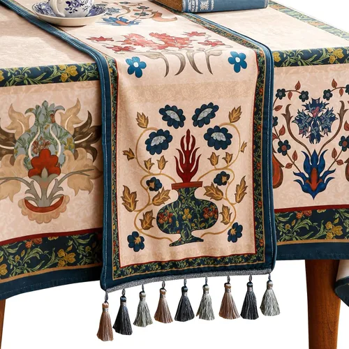 Vista 12 de patdrea Camino de mesa de terciopelo francés estilo granja para decoración del hogar, cocina, comedor, fiestas, cenas familiares, boda 12"*63