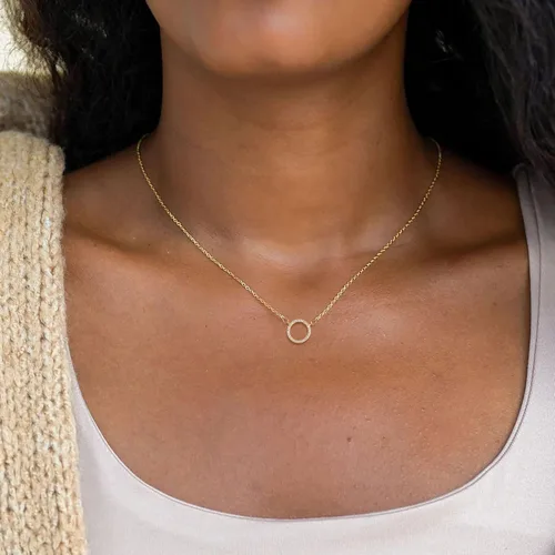 Vista 5 de HANLI Collar de oro para mujer, chapado en oro de 14 quilates, delicado collar de estrella de David, collar simple de luna y estrella, collar