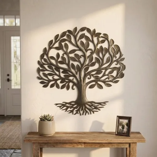 Vista 7 de it's cactus - metal art haiti Decoración del hogar Árbol de la vida con raíces, placas para colgar en la pared para interiores y exteriores