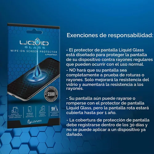 Vista 6 de LIQUID GLASS Protector de pantalla con cobertura de $500 Nano protección resistente a arañazos e inastillables para todos los teléfonos, tabletas