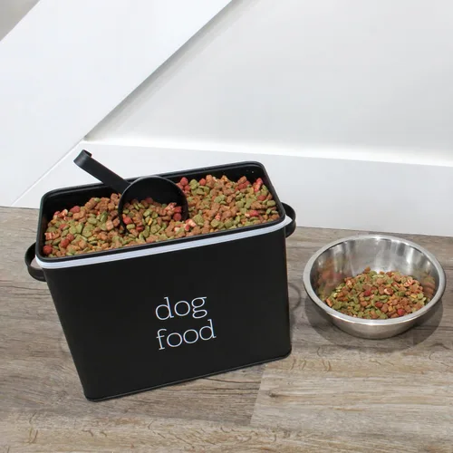 Vista 8 de AuldHome Design - Contenedor retro para comida de perro (negro); contenedor de almacenamiento moderno de estilo granja para comida de mascotas