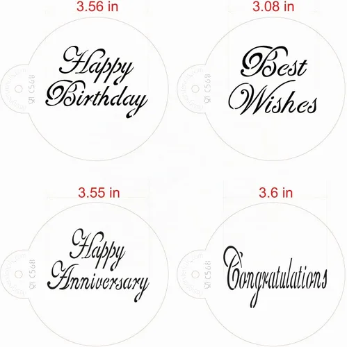 Vista 7 de Designer Stencils Script Celebration - Juego de plantillas para tartas, beige/semitransparente