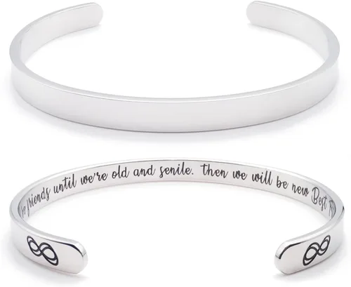 Vista 350 de Pulseras inspiradoras para mujer, joyería de acero inoxidable, con refranes, pulsera motivacional con mensaje oculto, pulseras grabadas para mejor