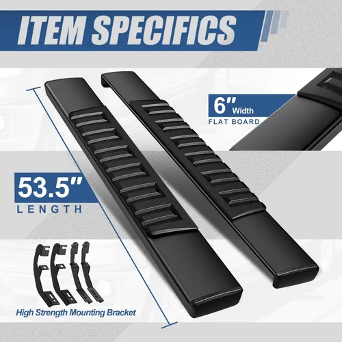 Vista 3 de Estribos Auto Dynasty para Silverado 1500-3500HD 2019-2026 cabina regular 6" Aluminum Step Bars Fits for 19-26 Chevy Silverado GMC Sierra 1500