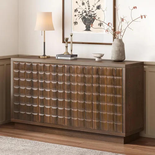 Vista 17 de VilroCaz Armario de almacenamiento multifuncional, gabinete de almacenamiento de madera para bufé, sofá, mesa, mesa auxiliar con estante ajustable