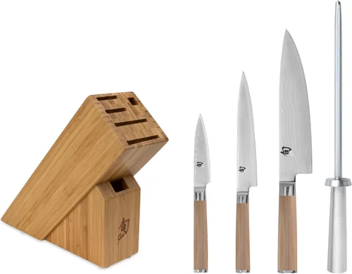 Vista 13 de Shun Juego clásico de 3 piezas Build-A-Block, incluye cuchillo de chef de 8 pulgadas, acero para afilar y bloque, juego de cuchillos japoneses