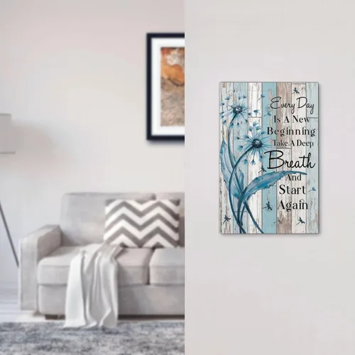 Vista 7 de Cubiertas Decorativas para Placas de Interruptor Diente de León Azul Rústico Citas Inspiradoras Casa de Campo Tablón de Madera Gris 1 Gang Cubierta