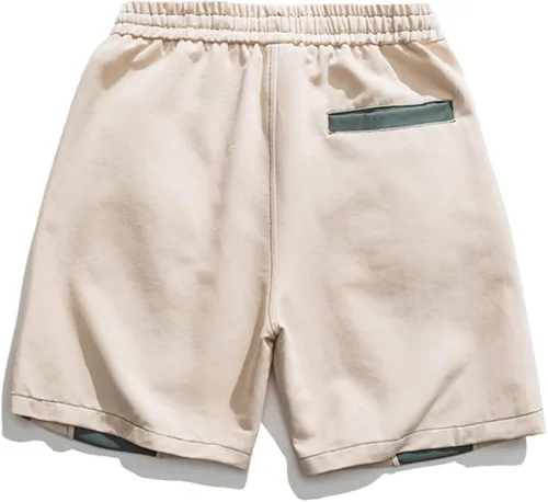 Vista 2 de Aelfric Eden Pantalones cortos deportivos de retazos para hombre de los años 90, con múltiples bolsillos, cintura elástica, estilo cargo, pantalones