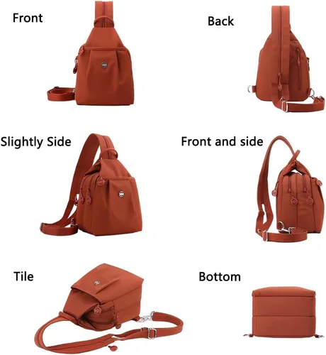Vista 9 de Bolsa impermeable de 2 vías, bolsa de hombro convertible Oxford de gran capacidad, bolsa cruzada para mujer, mochila de viaje, Negro -, Mediana