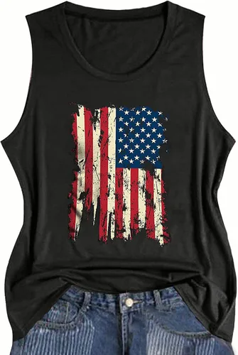 Vista 2 de FBPQJYW American Flag Tank Top for Women 4th of July Shirts Stars Striped Sleeveless Tops Patriotic USA Flag Vest Tees