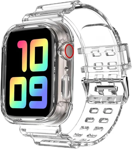 Vista 31 de DABAOZA - Correa transparente compatible con Apple Watch de 1.772 in y 1.732 in, con purpurina transparente Women Men,Glitter Bling TPU