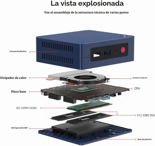 Vista 7 de Beelink Mini S12 Mini PC Intel 12th Lake N95 8GB DDR4 480GB SSD