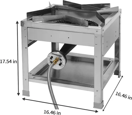 Vista 2 de Quemador de propano único de acero inoxidable - Cocina de gas para exteriores con regulador de 20 PSI, estufa de propano portátil de alta potencia