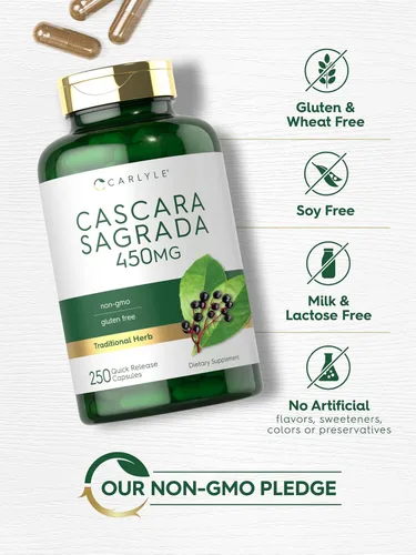 Vista 5 de Carlyle Cápsulas de Cascara Sagrada 450 mg 250 unidades Suplemento