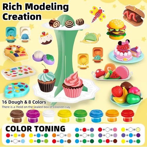Vista 6 de Kaelinda 77 piezas 4 en 1 juegos de plastilina para niños de 2 a 4 a 8 años, kit de herramientas de accesorios de plastilina, helado, pastel