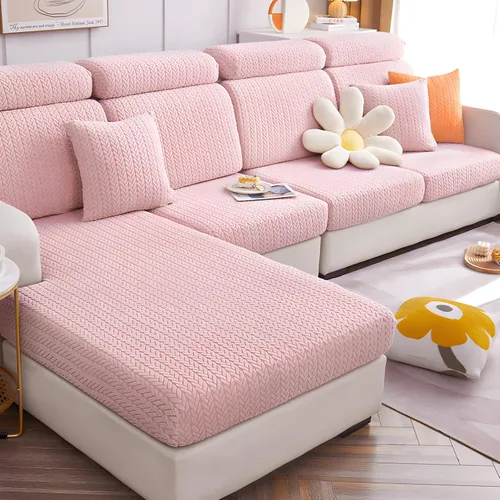Vista 11 de Fundas elásticas para sofá modular en forma de L, con textura de oreja de trigo, fundas para sofá reclinable, protector de muebles antideslizante
