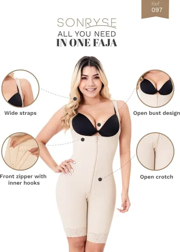 Vista 5 de Sonryse Fajas Colombianas Reductoras y Moldeadoras Postparto Cesarea Shapewear Bodysuit