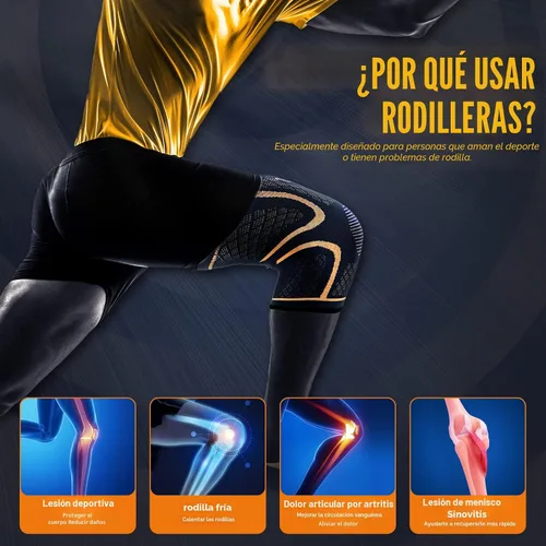 Vista 3 de Rodilleras de cobre para hombres y mujeres (paquete de 2) - Rodilleras de compresión de cobre para dolor de rodilla, artritis, deportes y soporte