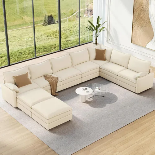 Vista 93 de Vesgantti Sofá modular de 108 pulgadas, cómodo sofá de nube con asiento profundo otomano movible, sofá modular en forma de L, sofás seccionales