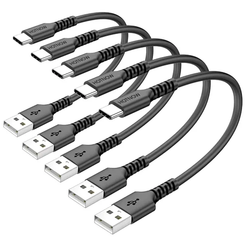 Vista 13 de Cable USB C corto de 1 pie/12 pulgadas, paquete de 5 cables USB a USB C de Negro