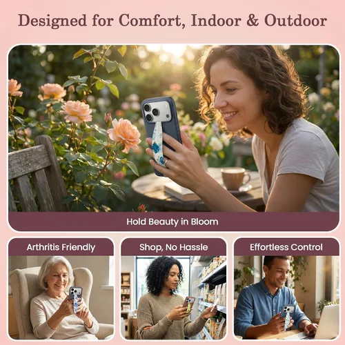 Vista 5 de Switchbands Correa de agarre para teléfono con flores - Soporte de dedo reversible y personalizable para la parte trasera del teléfono, compatible