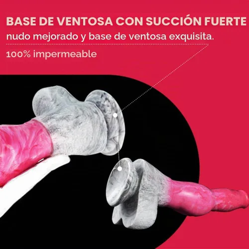 Vista 6 de Consolador de silicona artificial de gran tamaño para perro, lobo de silicona, nudo grande, multicolor (rosa+gris)